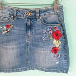 Highline Collective Denim Floral Embroidered Mini Skirt Photo 4