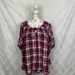 Torrid  Sleep Gauze Henley‎ Short Sleeve Plaid Pink Sleep Shirt Size 2X NWT Photo 10