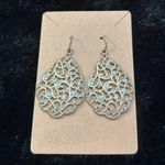 Elegant Gold Filigree Teardrop Dangle Earrings with Clear Crystals Photo 2
