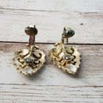 Vintage Clip On Earrings 1" Ornate Design Leaf Statement Earrings Gold Photo 3