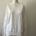 Brooks Brothers Red Fleece crew neck White Long Sleeve Flower Appliqué Sweater L Photo 7