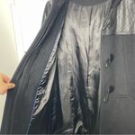 Calvin Klein Black Wool Blend Trench Coat with Leather Trim Accents size L Photo 5