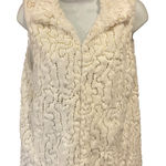 Betsey Johnson  Winter White Faux Fur Vest With Gold Sequins Size Small Photo 0