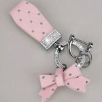 Elegant Pink Diamond Studded Bow Keychain Charm Rhinestone Bag Accessory NWT Photo 0
