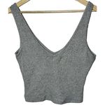 Abercrombie & Fitch  Gray Ribbed Knit V-Neck Sleeveless Tank Top Crop Top Size S Photo 2