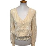 Anthropologie Embroidered Top Cream Beige Size XS Photo 0