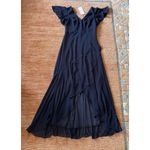 Ever Pretty NWT Ever-Pretty Women's Dress Double V Neck A Line Ruffle Hem Backless Blue L Photo 4