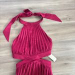 Abercrombie & Fitch NWT  Giselle Halter Maxi Pleated Dress Cutouts Berry Small Photo 2