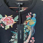 Driftwood Layla Black Sweatshirt Dress with Peacock Embroidery Size Large NWT Photo 2