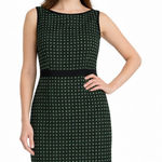 Evan Picone Black Label Sheath Dress Size 16 Green Black Geometric Office Work Photo 0