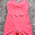 All In Motion  Brushed & Sculpted Rib Sports Short Bodysuit, Size S coral color. Photo 0