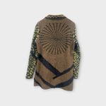 Boutique Women’s Art to wear Funky Boho Fuzzy Cardigan Acrylic Green Brown Black S Photo 2