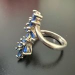 Vintage 925 Sterling Silver Blue CZ Stone Bypass Leaf Spray Ring Size 6 3g. Photo 5