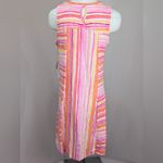 Striped Pink and Orange Midi Dress Photo 3