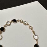 Swavorski Swarovski (Swan Signed) Black Faceted  Crystal Bracelet Gold Tone With Extension Photo 5