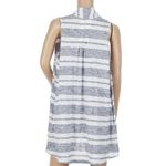 Anthropologie  Blue Stripe Sleeveless Cardigan Coastal Grandma Medium Photo 5