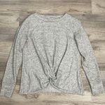 Loft Heather Gray with Black Speckles Ruched/Tie Front Sweatshirt Size Small Photo 4