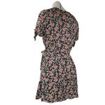 Ann Taylor LOFT Black Multicolor Floral Shorts Sleeve Mini Wrap Dress Size 8 Photo 1