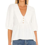 Amanda Uprichard  Ivory Evangeline Blouse Balloon Sleeve Revolve Chic Top Sz XS Photo 0