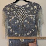 Mac Duggal NWOT  4908 High Neck Sleeveless Beaded Fringe Fitted Gown Platin Photo 6