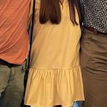 Vestique Cream Faux Leather Puff Sleeve Dress Photo 2