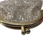 Vintage 50s Small Sequins Beaded Coin Purse White Iridescent Photo 2