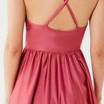 Urban Outfitters  Gianni Plunging Satin Strappy Romper Pink Rose Photo 1