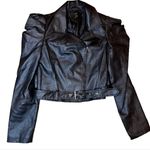 QED London Black Vegan Faux Leather Moto Bikercore SZ 8 Jacket Rocker Rockabily Photo 1