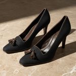 Ralph Lauren Caryl Gray Wool Flannel Pumps with Brown Suede Trim & Tassels Sz 10 Photo 10