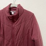 Three Dots [] Red Quilted Knit Fleece Mock Neck Full Zip Jacket Size Medium M Photo 7