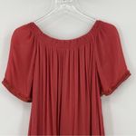 Loft dress XS smocked crochet lace fringe short sleeve midi rust orange Photo 2