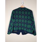 Stuart Alan Womens Cardigan Sweater Jacket Navy Green Argyle Button Front Sz 18 Photo 1