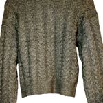 Ashley by 26 International  Vintage Green Cropped Cable Knit Long Sleeve Sweater Photo 2