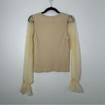 Maeve Anthropologie Beige Organza Sleeve Sweater Blouse Size M Photo 3