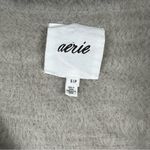 Aerie Cream Taupe Fuzzy Crop Button Cardigan Photo 2