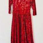 Rod's Western Dusty Red Fields Velvet Lace Tiered Women’s Dress Medium Cowgirl Blue Photo 0