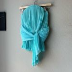 Tre by Natalie Rasabei Blouse Strapless Plisse Bustier Top Blue Size 2 Photo 1