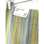 Soft Surroundings Caldera Linen Blend Pants High Waisted Aqua Stripe Size 14 Photo 4
