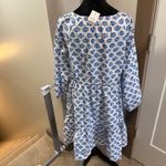 J.Crew NWT Scoop Neck Blue White Shell Long Sleeve Puff Popover Tiered Dress 18 Photo 4