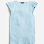 J.Crew  Vintage Rib Ruffle Boatneck Tank Top Striped Blue Nautical Preppy 2X NWT Photo 2