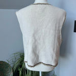 Crochet Button Up Sweater Vest Cream Tan Brown Grannycore size‎ Large Photo 1