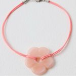 Free People Baby Flower Cord Choker Pink NWT Necklace Stone Bohemian Retro 70s Photo 5