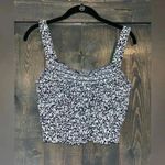 Sienna Sky Black & White Floral Print Smocked Crop Top Tank Size L A32 Photo 2