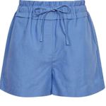 Reiss NEW  Blue Macey Linen Pull On Shorts Drawstring High Rise Size 14 Preppy Photo 0