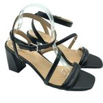 Naturalizer  Rizzo Sandals Square Toe Strappy Block Heel Faux Leather Black 9.5 Photo 0
