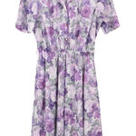 California Looks Purple Floral Secretary Dress Midi USA Vintage 80a 90s Size 12P Photo 0