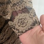 Eliza J golden floral scalloped lace mesh overlay shift cocktail dress size 10p Photo 4