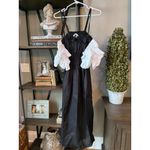 Sleeper Arle Ruffled Linen Midi Dress Black & White Womens Size Large Photo 5