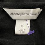 Christopher & Banks Faux Twinset Top Mixed Print Open Front Black XL Photo 2