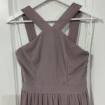 Lulus Size S Dress Air of Romance Taupe Halter Maxi Bridesmaid Gown Women’s Gray Photo 4